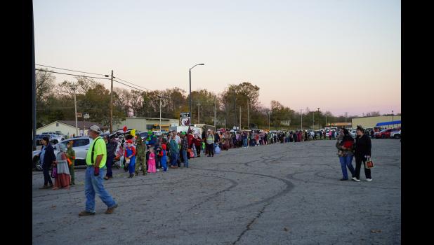 The line at the trunk-or-treat ringing the Booster Field parking lot. courtesy of Reda Foster