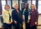 Senator Karla Eslinger met with a delegation of speech-language pathologists representing the Missouri Speech-Language-Hearing Association prior to presenting Senate Bill 978 in committee. From left, Kim Stewart, Sen. Eslinger, MSHA President Jennifer Stevenson, and Andrea Richards. photo provided