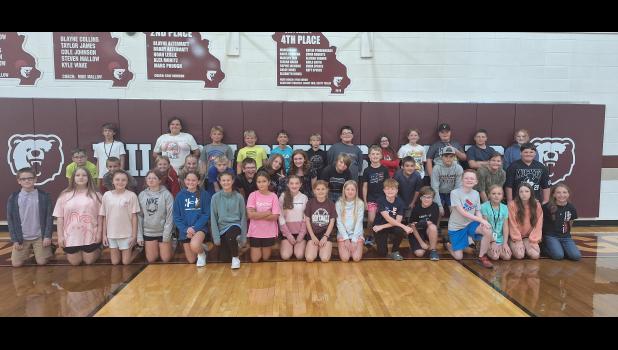 Sixth Grade ELA, Advanced and Proficient Scorers First row left to right: Joshua Thornton, Lillian Mullins, Desley Barton, Aria Bittick, Annie Bryan, Emilee Ellis, Anastasia Gerasimov, Quincy Foster, Haevyn Johnson, Emmie Lemon, Zayden Hober, Charles Klingler, Jaxon Orchard Elliott, Savannah Tomisin-Toot, Faith Smith and Alexis Wilson Second row: Oscar Schuette, Dakotah Warren, Ryleigh Romine, Alivia Tharp, Caleb Cook, Kane Bennett, Abigail Maggard, Karmin Bullock, Talin Brenn, Oliver Mckinney, Ben Lowrie, Hunter Seaburg, Maddison Ward and Riley Wheeler Third row: Asher Story, Addison Collins, Oleg Gantyuk, Jackson Hilton, Justice Coonts, Andrey Gerasimov, Dalton Combs, Peyton Irons, Celia Green, Brennan Dye, Kellan Messex and Almajean Widner Howell County News/ Amanda Mendez