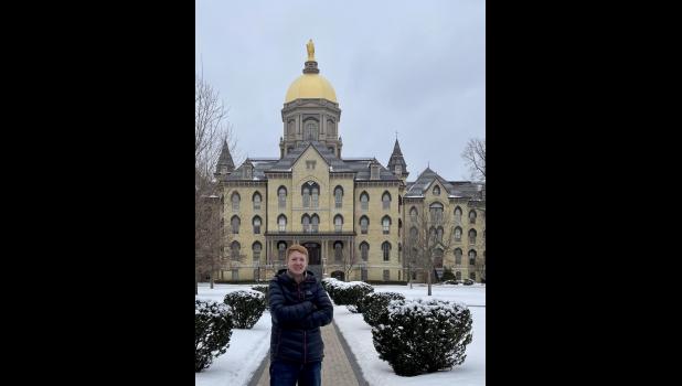 2024 Willow Springs High School graduate Luke Mansfield is pictured above at his current college, Notre Dame in Indiana. He is standing in front of the famous Gold Dome at Notre Dame. photo provided