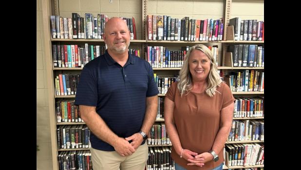 Brian Mitchell (left) and Shealia Harper take their seats after winning the April 2 election. courtesy of West Plains Schools