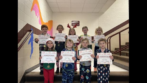 Kindergarten students, front row, left to right: Charley Layton, Brair Hood, Taisley Jones, and Trevor Kelly. Back row, left to right: Kixson White, Khalana Saucier, River Bell, Braxton Bell-Collins, and Taisley Grindstaff. Not pictured is Justin Geise. photo provided