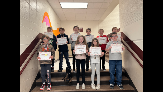 Third and fourth grade students, front row, left to right: Russell Garner, Olivia Eggert, Graycie Tackitt, and Colvin Bailey. Back row, left to right: Wesley Farrar, Connor Collins, Celia Green, Finley Capeder, Quincy Foster, and Alex Dikhtierov. photo provided