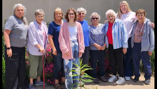 Pictured, left to right: Hilary Connolly, Judy Rhine, Janet Swope, Marty Toll, Connie Stone, Jeanne Roles, Penny Myers, and Diane Schroeder. Jasmine Hulvey is pictured in front. photo provided