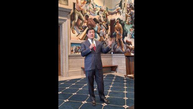 House Speaker Jon Patterson addresses the Missouri Press Association at the Capitol on January 23. Howell County News/Amanda Mendez