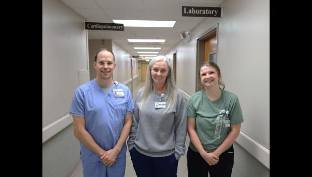 Pictured, left to right: Matt Eskew, respiratory director; Melissa Carter, laboratory director; and Kora Dowden, laboratory medical technologist. photo provided