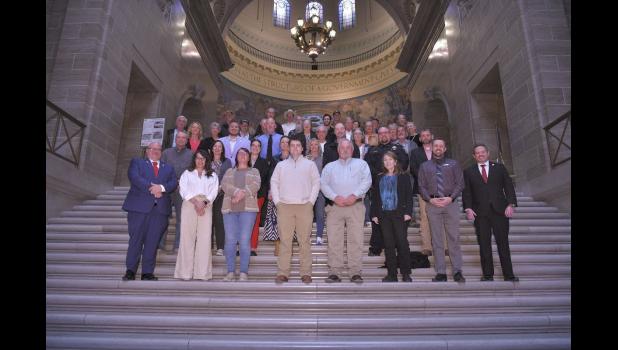 More than 50 residents from Texas County recently traveled to Jefferson City for the Third Annual Texas County Day at the Capitol. The group toured the Capitol, attended House proceedings, and were recognized in both the House and Senate chambers. Representative Bennie Cook had the honor of introducing the group in the Missouri House of Representatives, while Senator Brad Hudson introduced the Texas County delegation in the Senate chamber. During their visit, they met with several statewide officials including Governor Mike Kehoe, Lt. Governor David Wasinger, Secretary of State Denny Hoskins, Attorney General Andrew Bailey, State Treasurer Vivek Malek, and State Auditor Scott Fitzpatrick. The group also enjoyed lunch together and spent time learning more about the legislative process. photo provided