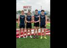 A new school record has been set for Liberty High School. The previous record of 44.14 in the 4x100 was broken with a time of 43.58 by Jasper Melby, Kyle Roberts, Sawyer Morris, and Parker Tune. Melby also broke the previous school record of 50.59 in the 400m. Melby ran a 50.33 to take first place. photo provided