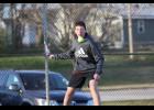 Freshmen Aiden Stuart representing Bears Tennis in Salem on April 1. courtesy photo/Beth Stuart